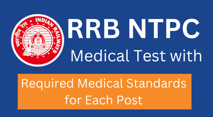 RRB NTPC Medical Test with Required Medical Standards for Each Post RRB NTPC Recruitment , Medical Standards of RRB NTPC Recruitment, RRB NTPC posts, RRB Ntpc