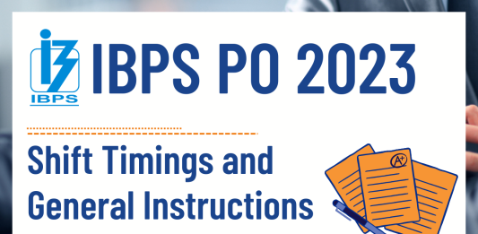 IBPS PO shift timings and general instructions