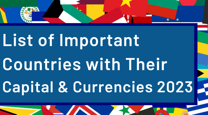Check Here to Read a Complete List of Important Countries, Capitals and Currencies